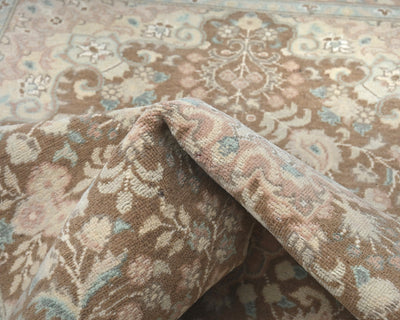 Alfombra de lana anudada a mano, estilo persa oriental marrón, de 3 x 5 pulgadas