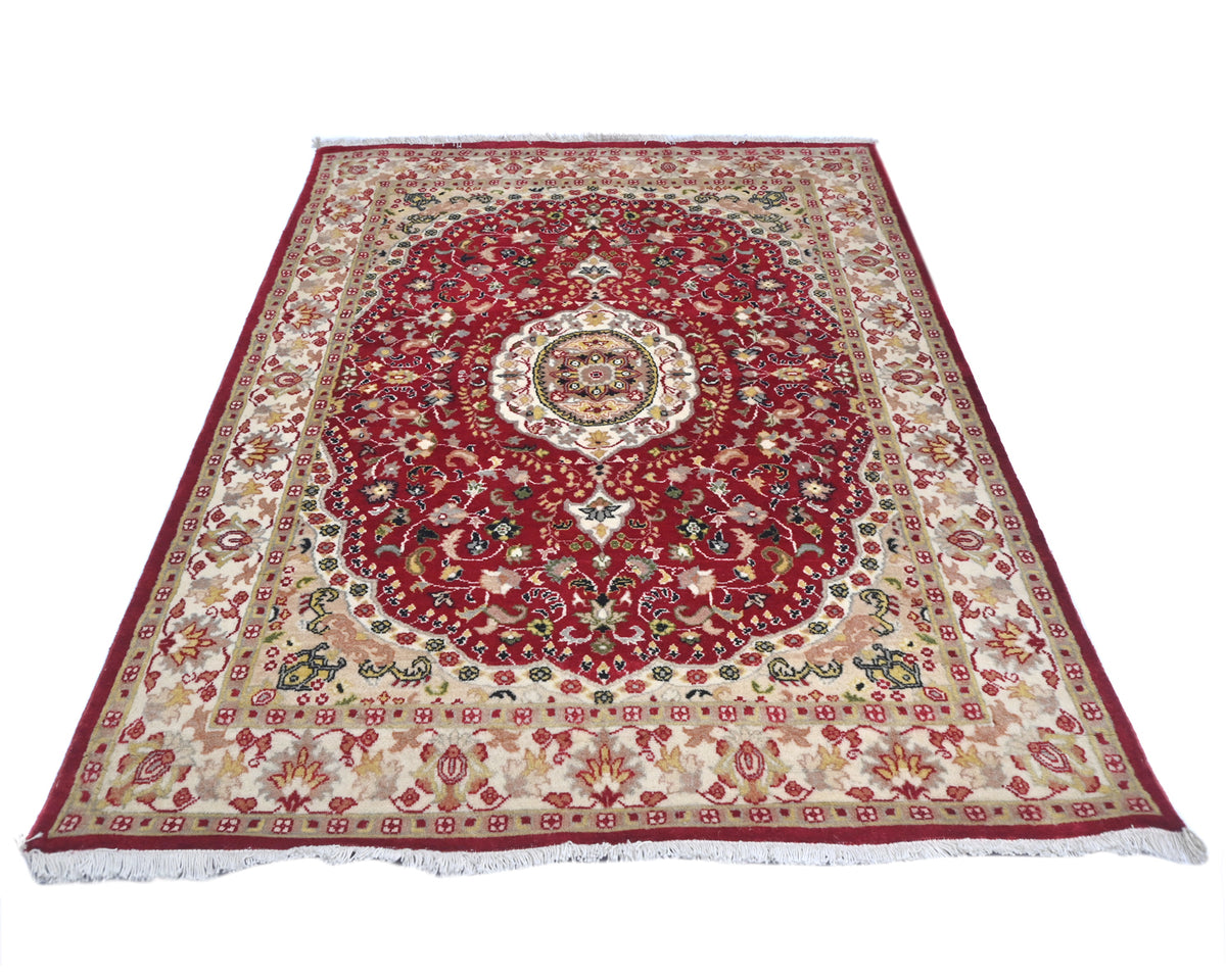 4x6 Oriental Red Persian Style Hand Knotted Wool Area Rug