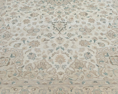 Alfombra de lana anudada a mano, estilo persa oriental beige, de 5 x 9 pulgadas