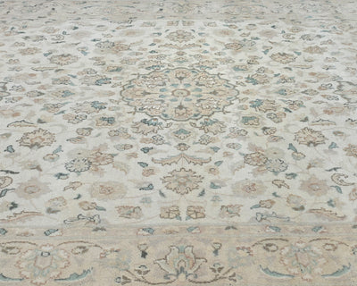 Alfombra de lana anudada a mano, estilo persa oriental beige, de 5 x 9 pulgadas