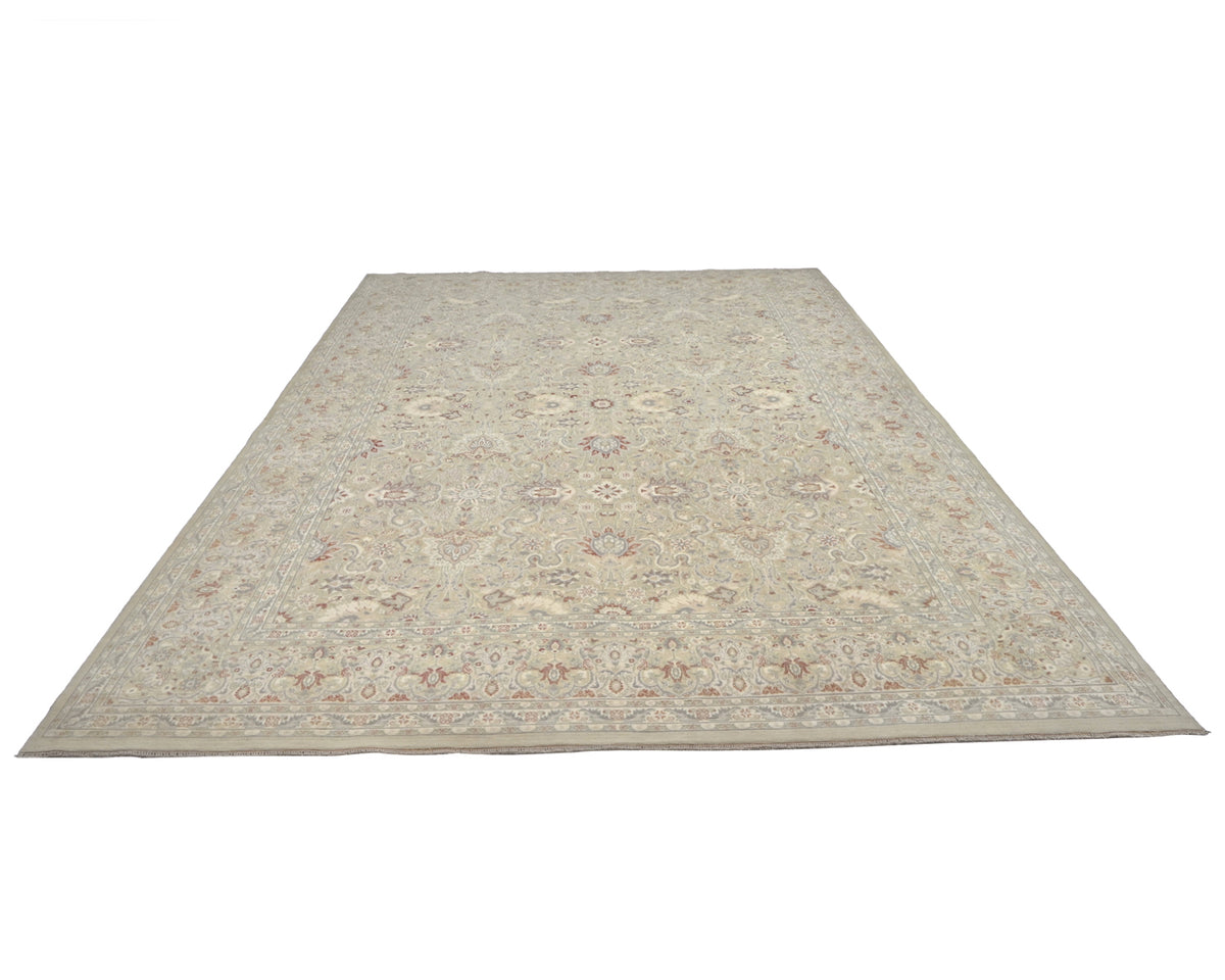 Alfombra de lana anudada a mano, estilo persa, color gris oriental, de 9 x 12 pulgadas