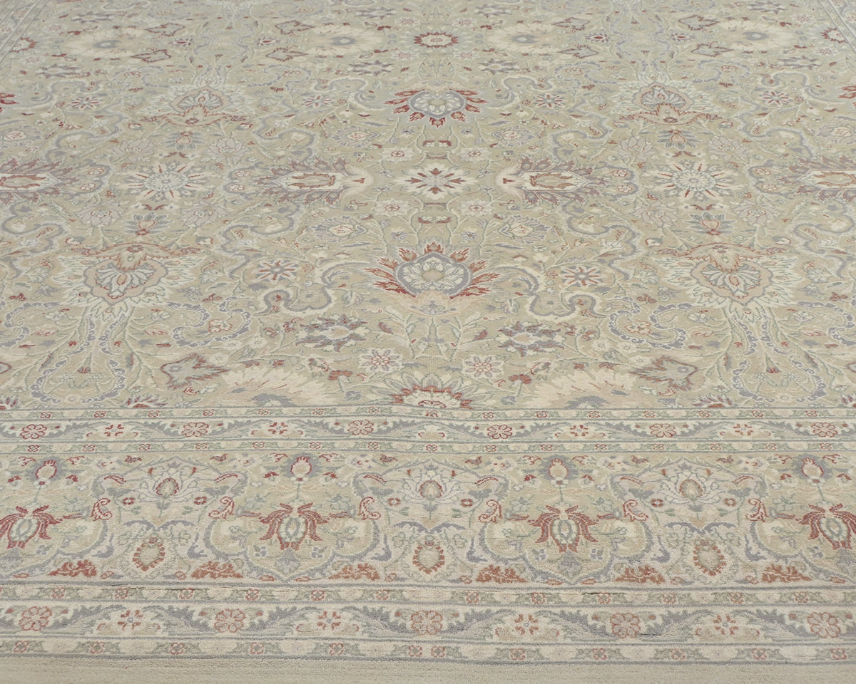 Alfombra de lana anudada a mano, estilo persa, color gris oriental, de 9 x 12 pulgadas
