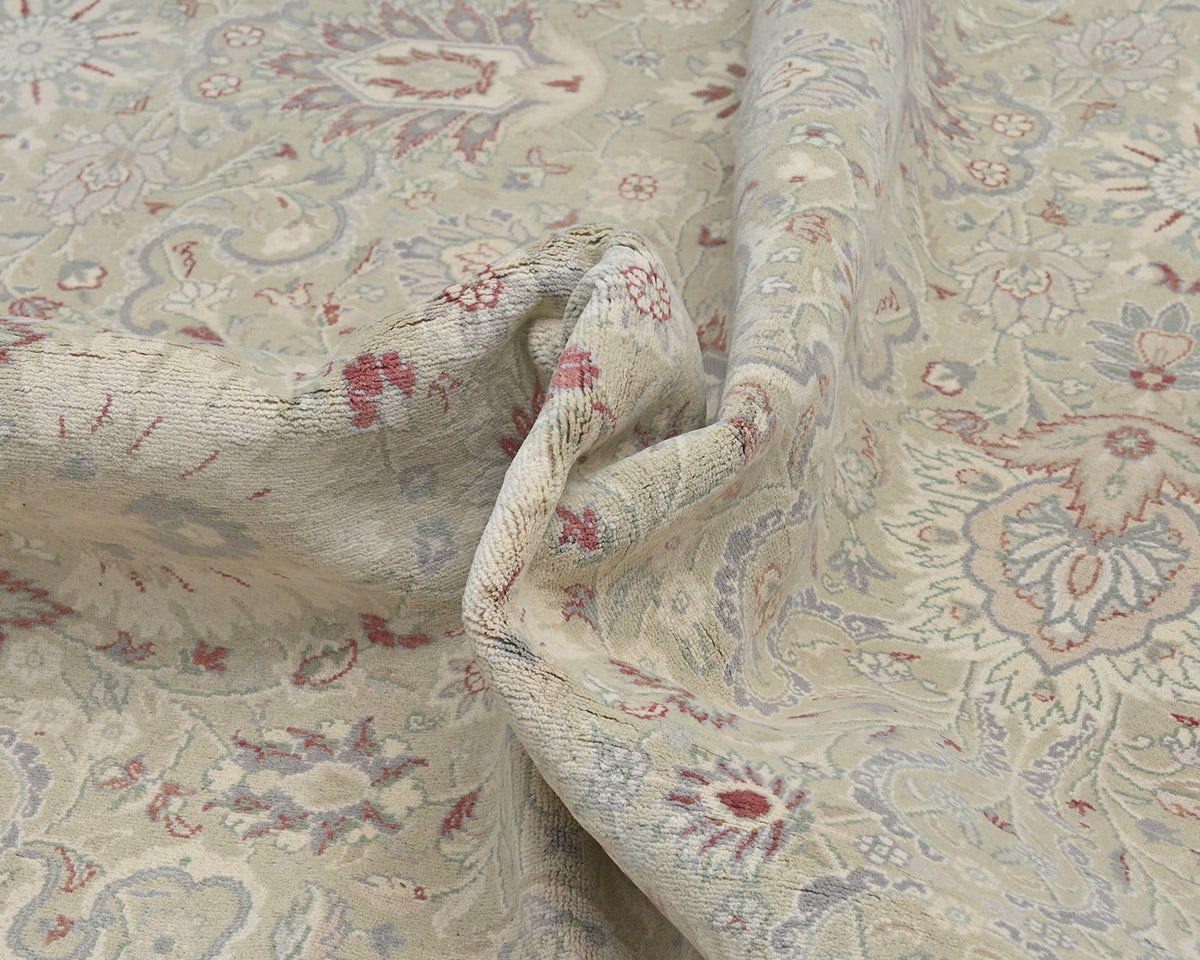 Alfombra de lana anudada a mano, estilo persa, color gris oriental, de 9 x 12 pulgadas