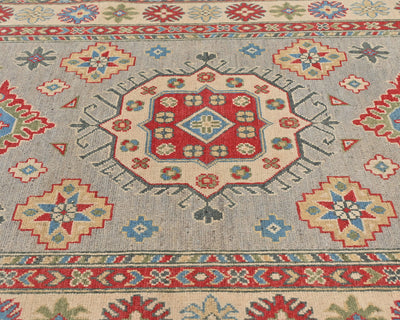 Alfombra afgana Kuba de lana anudada a mano, color gris, de 4 x 6 pulgadas