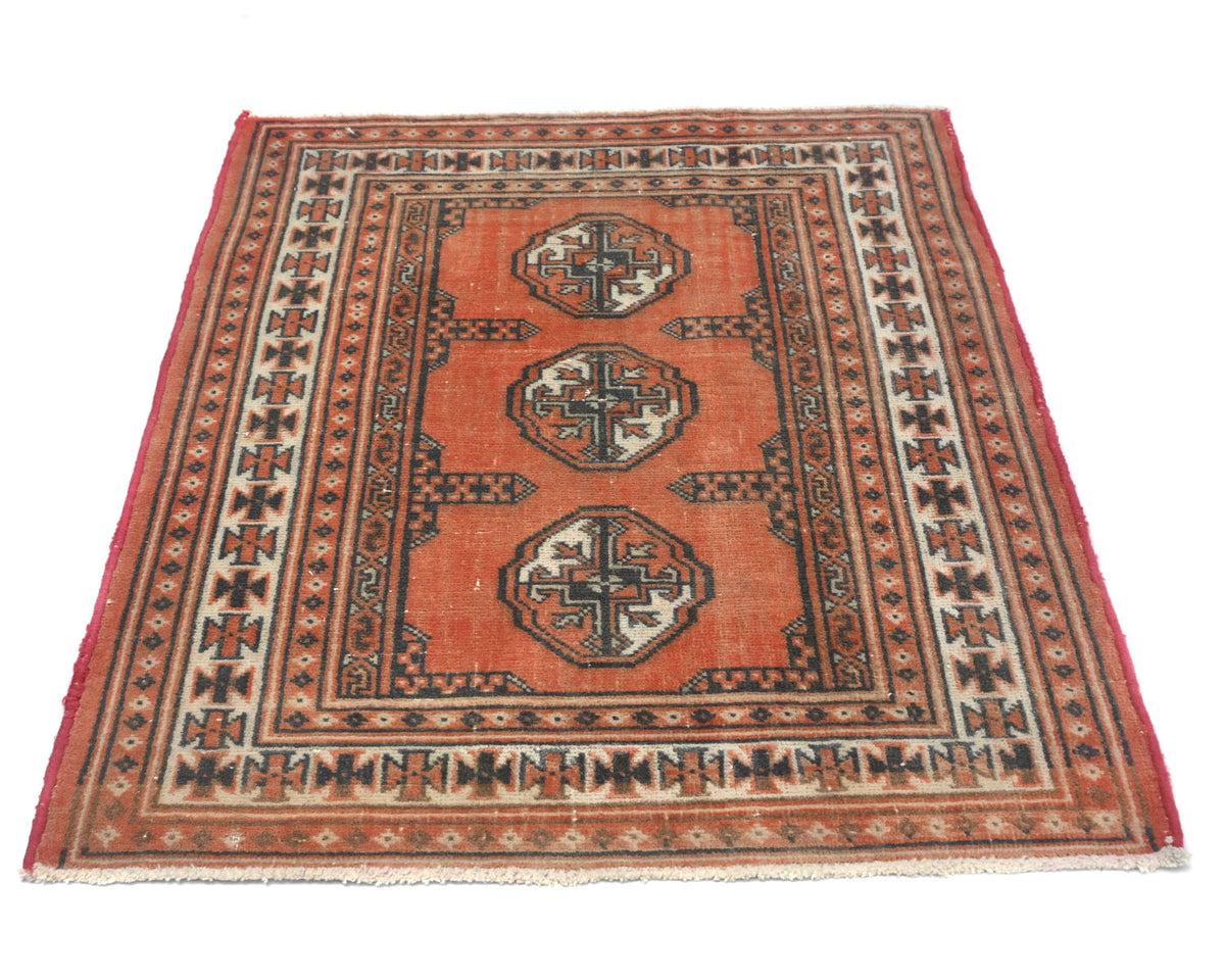 2x3 Vintage Rust Persian Style Hand Knotted Low Pile Wool Area Rug