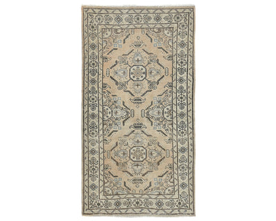 3x5 Vintage Brown Persian Style Hand Knotted Low Pile Wool Area Rug
