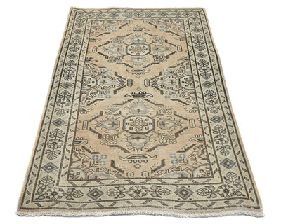 3x5 Vintage Brown Persian Style Hand Knotted Low Pile Wool Area Rug