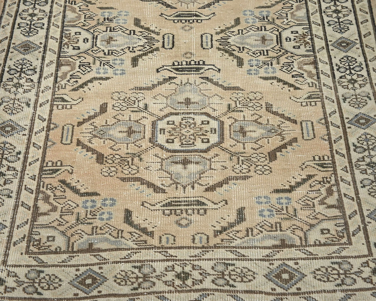 3x5 Vintage Brown Persian Style Hand Knotted Low Pile Wool Area Rug