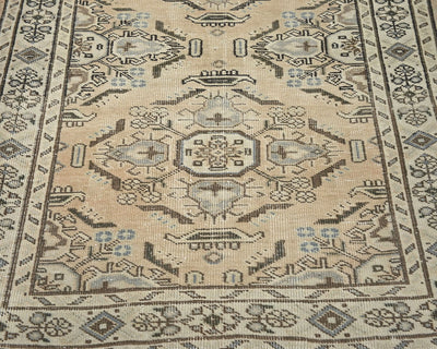 3x5 Vintage Brown Persian Style Hand Knotted Low Pile Wool Area Rug