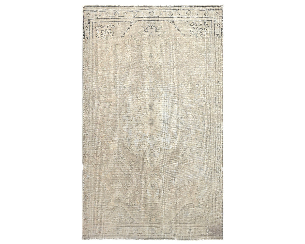 3x5 Vintage Brown Persian Style Hand Knotted Distressed Low Pile Wool Area Rug