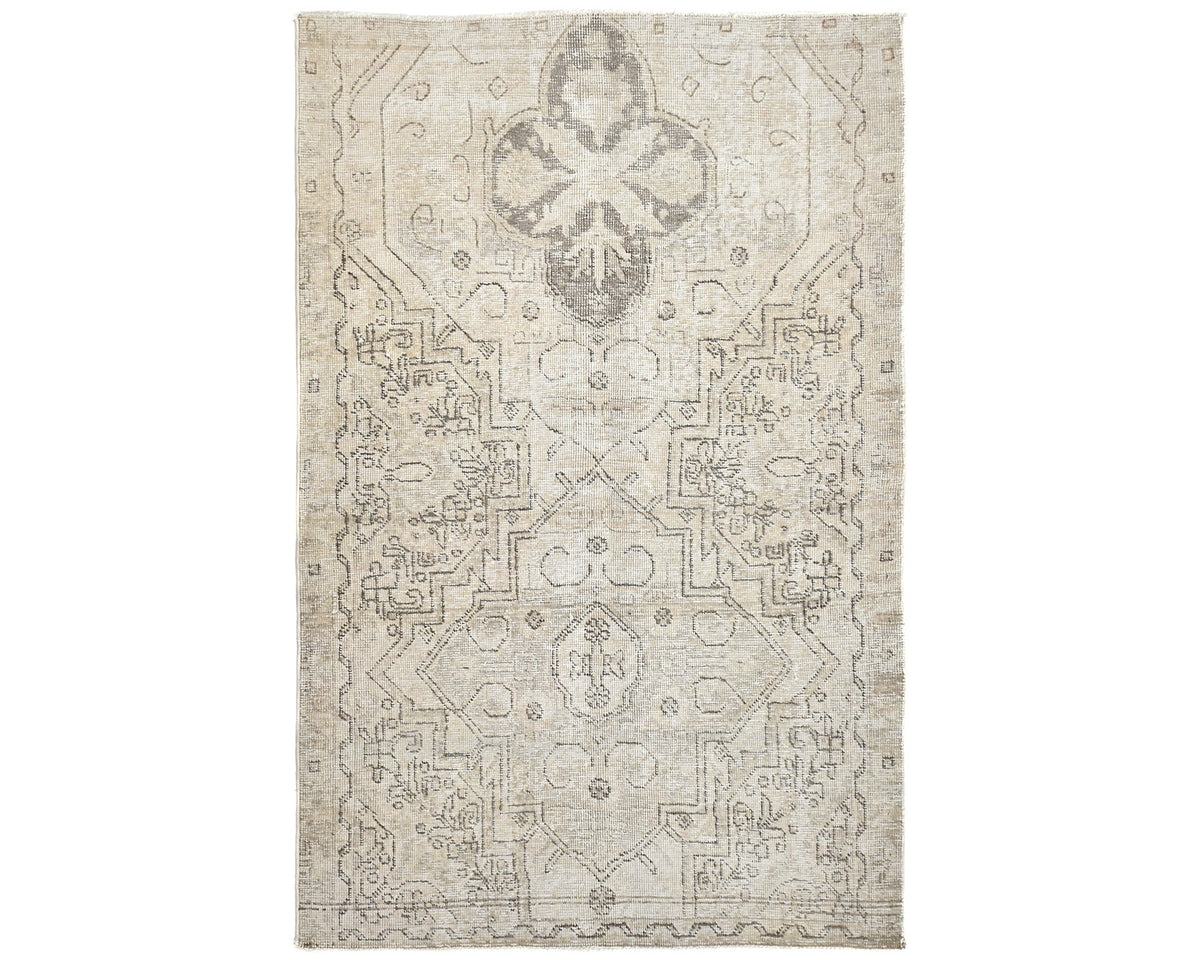 3x5 Vintage Brown Persian Style Hand Knotted Distressed Low Pile Wool Area Rug