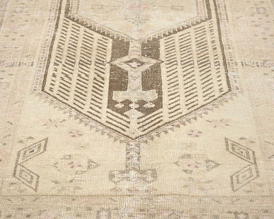 7 Ft Vintage Brown Persian Style Hand Knotted Low Pile Wool Runner Rug