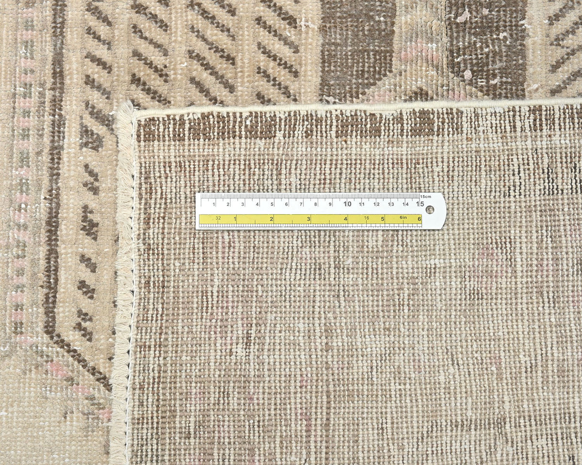 7 Ft Vintage Brown Persian Style Hand Knotted Low Pile Wool Runner Rug