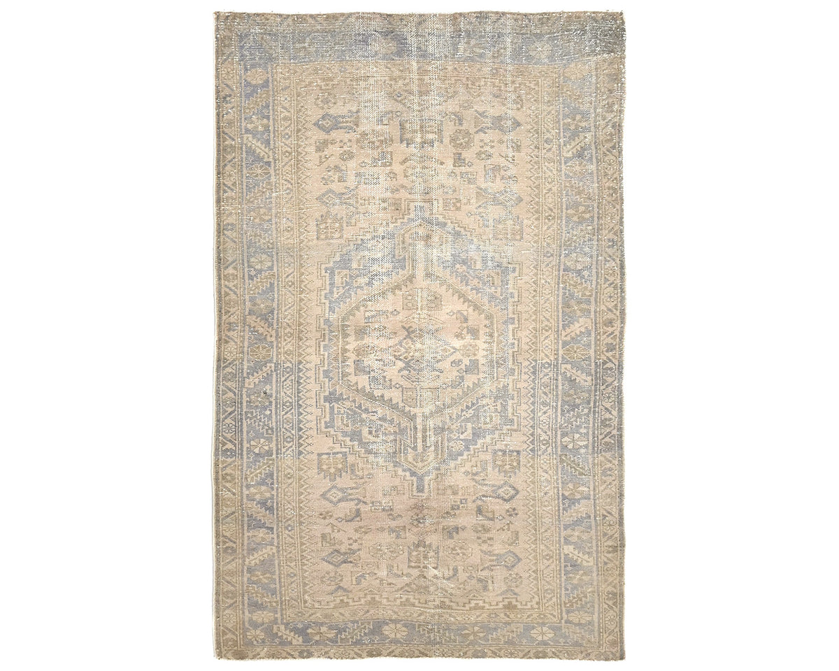 4x7 Vintage Brown Persian Style Hand Knotted Low Pile Wool Area Rug