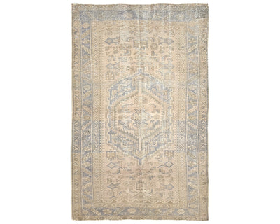 4x7 Vintage Brown Persian Style Hand Knotted Low Pile Wool Area Rug