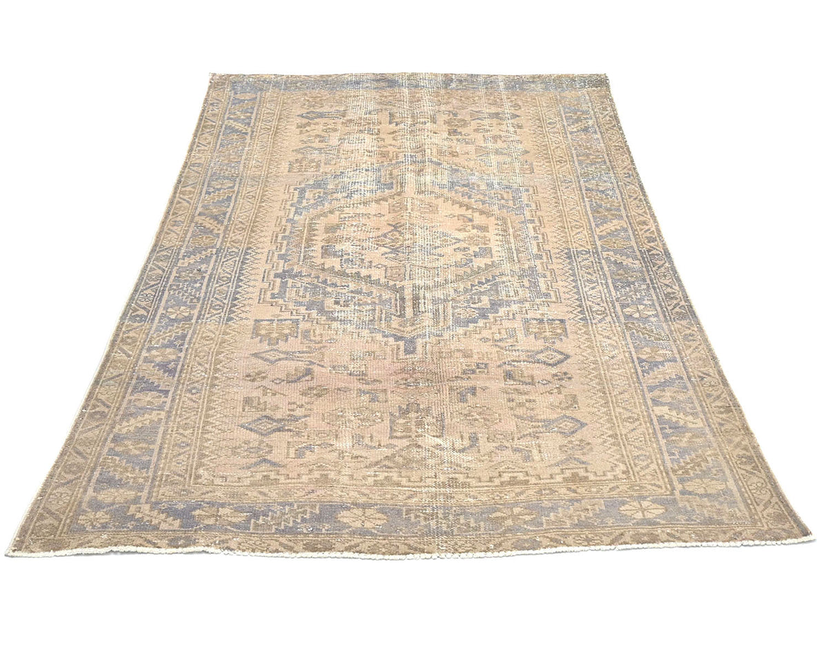 4x7 Vintage Brown Persian Style Hand Knotted Low Pile Wool Area Rug