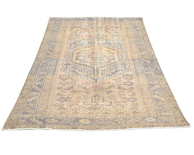 4x7 Vintage Brown Persian Style Hand Knotted Low Pile Wool Area Rug