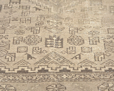 4x6 Vintage Brown Persian Style Hand Knotted Low Pile Wool Area Rug