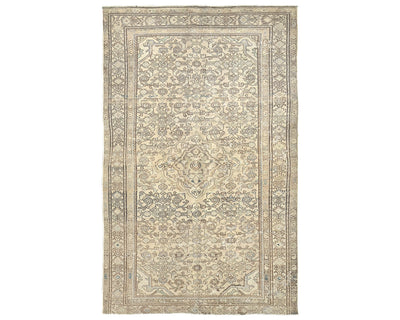 4x7 Vintage Brown Persian Style Hand Knotted Low Pile Wool Area Rug