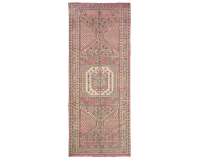 12 Ft Vintage Brown Persian Style Hand Knotted Low Pile Wool Runner Rug