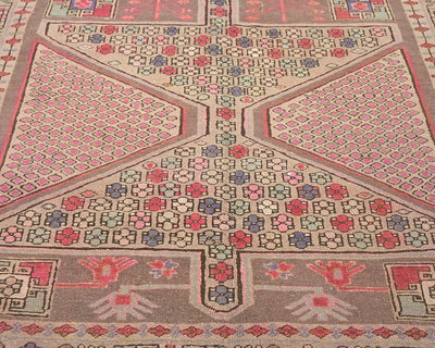 12 Ft Vintage Brown Persian Style Hand Knotted Low Pile Wool Runner Rug