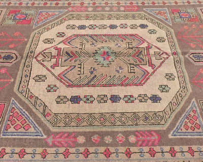 12 Ft Vintage Brown Persian Style Hand Knotted Low Pile Wool Runner Rug