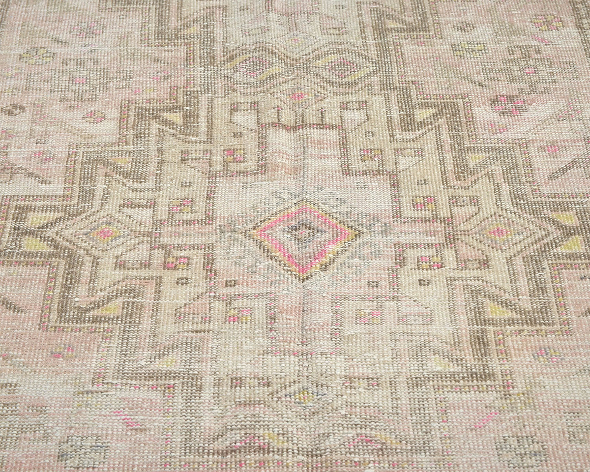 Alfombra de lana de pelo corto, estilo persa, anudada a mano, color marrón vintage, de 2,4 m