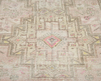 Alfombra de lana de pelo corto, estilo persa, anudada a mano, color marrón vintage, de 2,4 m