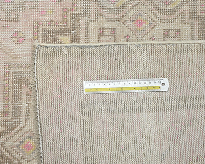 Alfombra de lana de pelo corto, estilo persa, anudada a mano, color marrón vintage, de 2,4 m