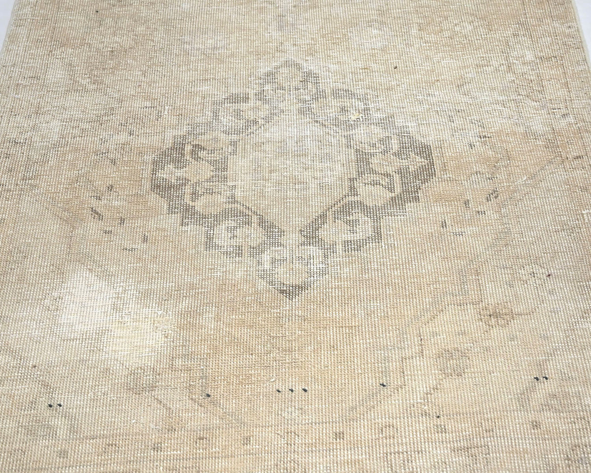 8 Ft Vintage Brown Persian Style Hand Knotted Distressed Low Pile Wool Runner Rug