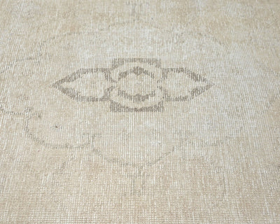 8 Ft Vintage Brown Persian Style Hand Knotted Distressed Low Pile Wool Runner Rug