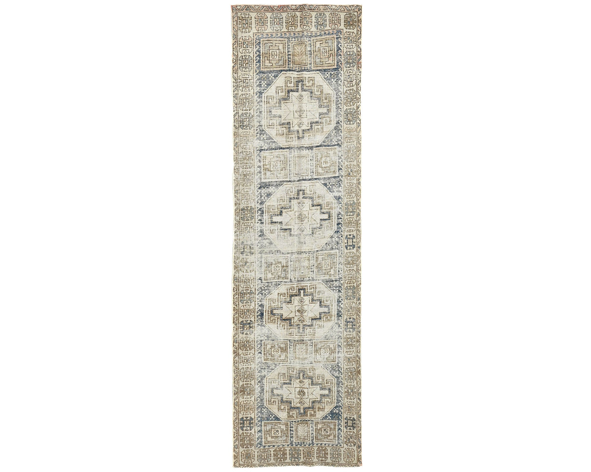 Alfombra de lana de pelo corto, estilo persa, anudada a mano, color marrón vintage, de 3 m