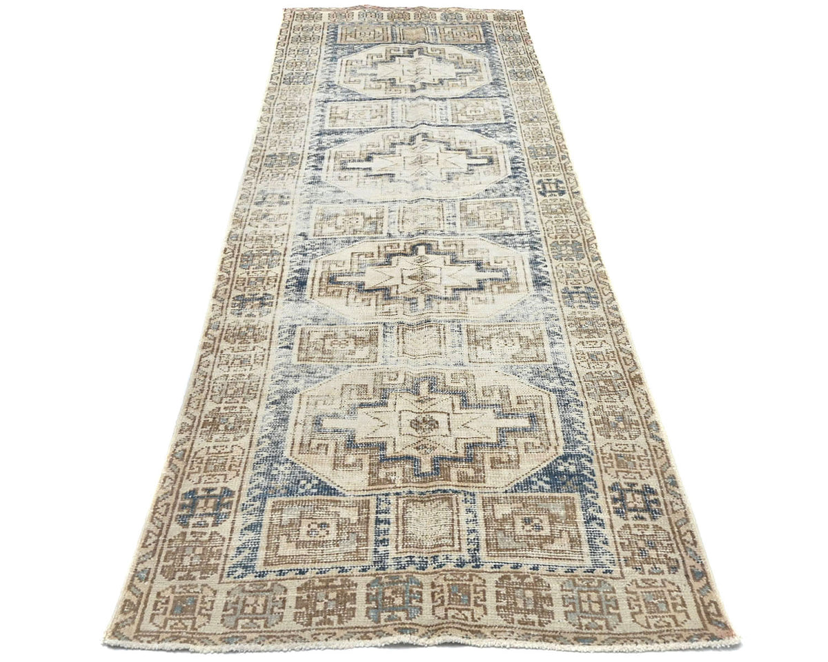 Alfombra de lana de pelo corto, estilo persa, anudada a mano, color marrón vintage, de 3 m