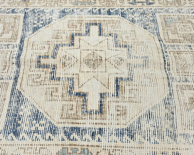10 Ft Vintage Brown Persian Style Hand Knotted Distressed Low Pile Wool Runner Rug
