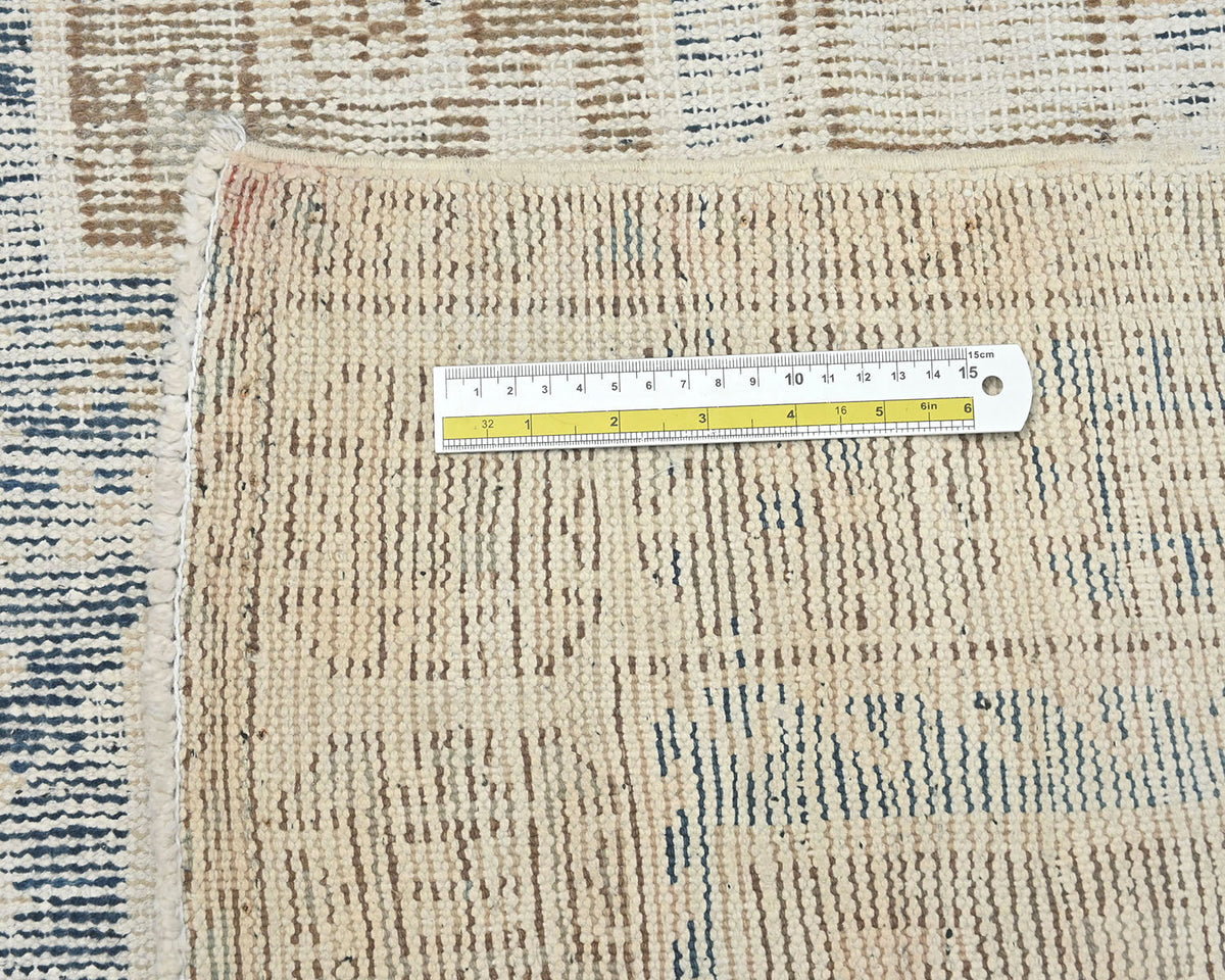 10 Ft Vintage Brown Persian Style Hand Knotted Distressed Low Pile Wool Runner Rug
