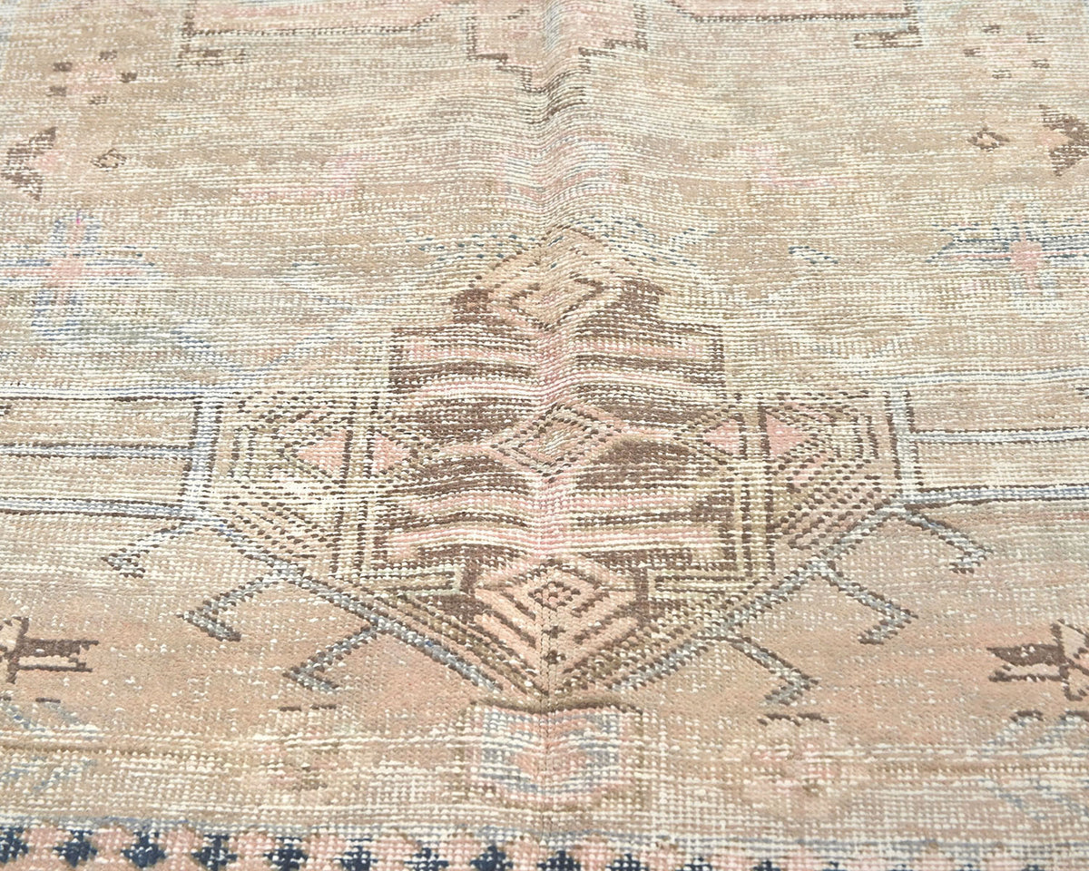 10 Ft Vintage Brown Persian Style Hand Knotted Distressed Low Pile Wool Runner Rug