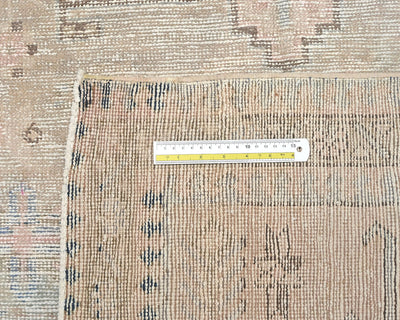 10 Ft Vintage Brown Persian Style Hand Knotted Distressed Low Pile Wool Runner Rug