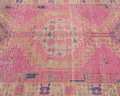 14 Ft Vintage Pink Brown Persian Style Hand Knotted Low Pile Wool Runner Rug