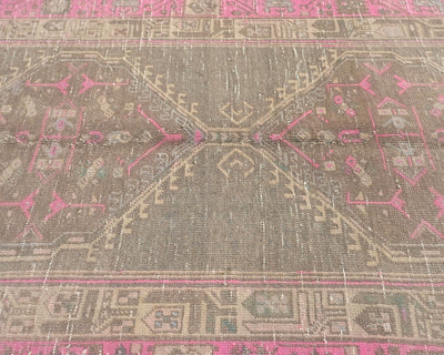 10 Ft Vintage Brown Persian Style Hand Knotted Low Pile Wool Runner Rug