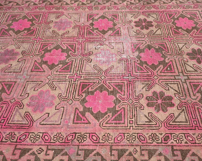 11 Ft Vintage Brown Persian Style Hand Knotted Low Pile Wool Runner Rug