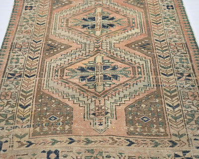10 Ft Vintage Terracotta Persian Style Hand Knotted Low Pile Wool Runner Rug