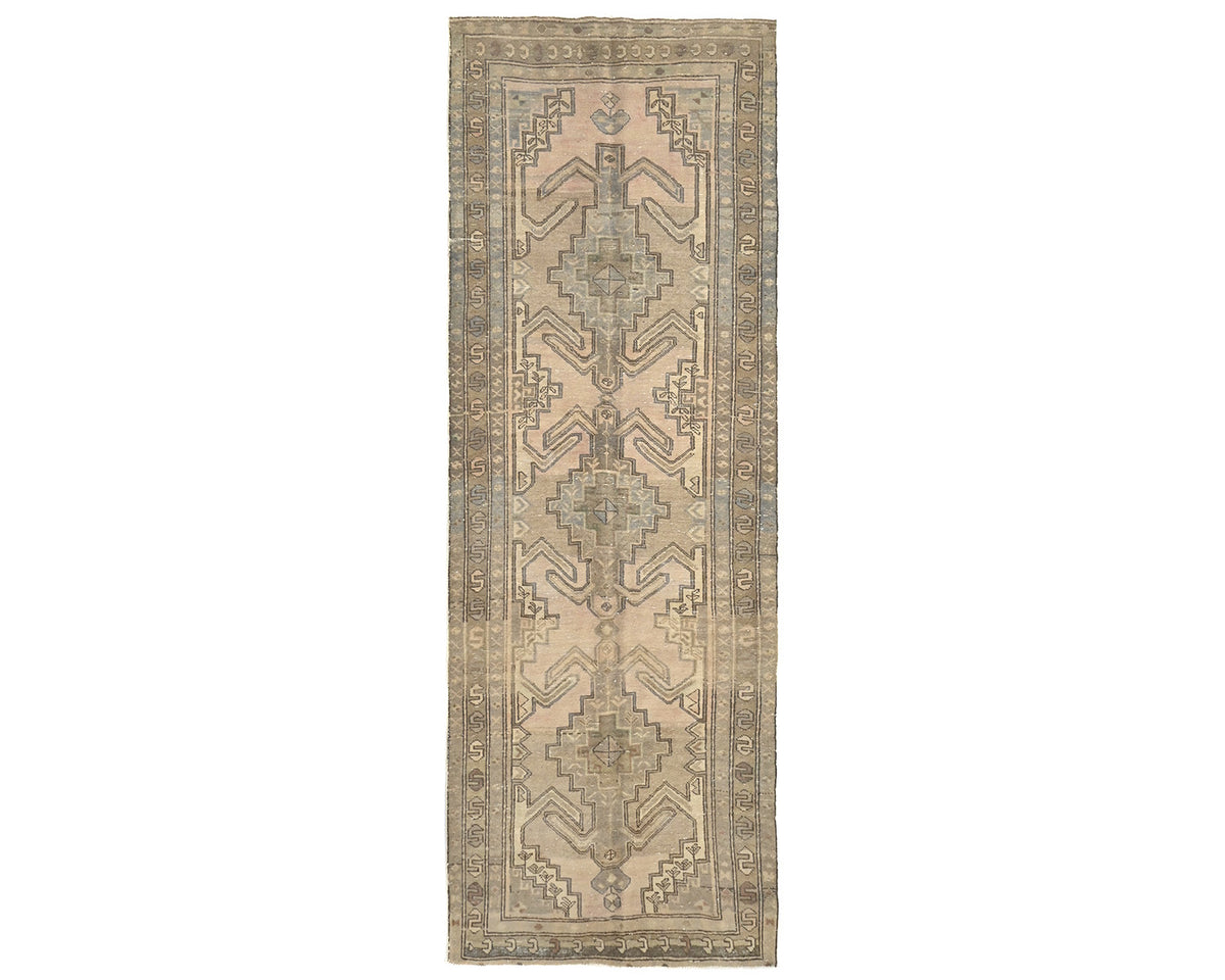 Alfombra de lana de pelo corto anudada a mano, estilo persa, color marrón vintage, de 3 m