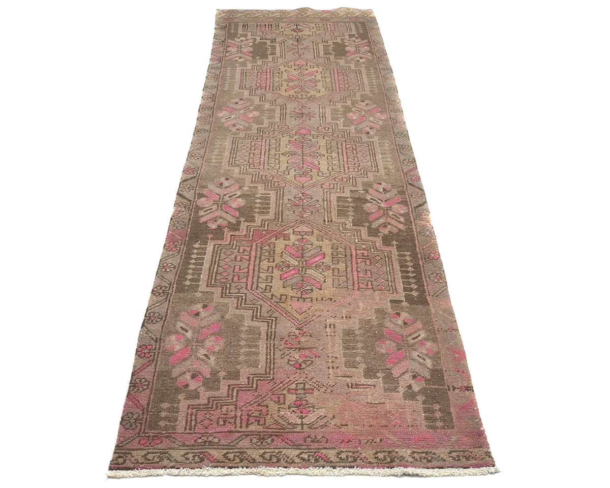 Alfombra de lana de pelo corto anudada a mano, estilo persa vintage, color marrón, de 3 metros