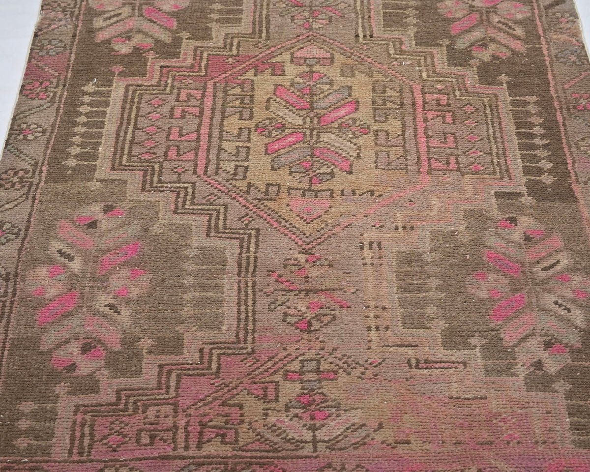 Alfombra de lana de pelo corto anudada a mano, estilo persa vintage, color marrón, de 3 metros