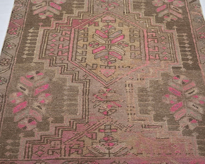 Alfombra de lana de pelo corto anudada a mano, estilo persa vintage, color marrón, de 3 metros