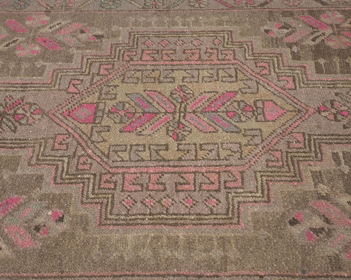 Alfombra de lana de pelo corto anudada a mano, estilo persa vintage, color marrón, de 3 metros