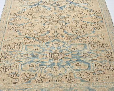 11 Ft Vintage Brown Persian Style Hand Knotted Low Pile Wool Runner Rug