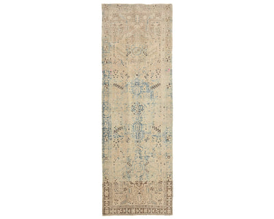 11 Ft Vintage Brown Persian Style Distressed Low Pile Wool Runner Rug