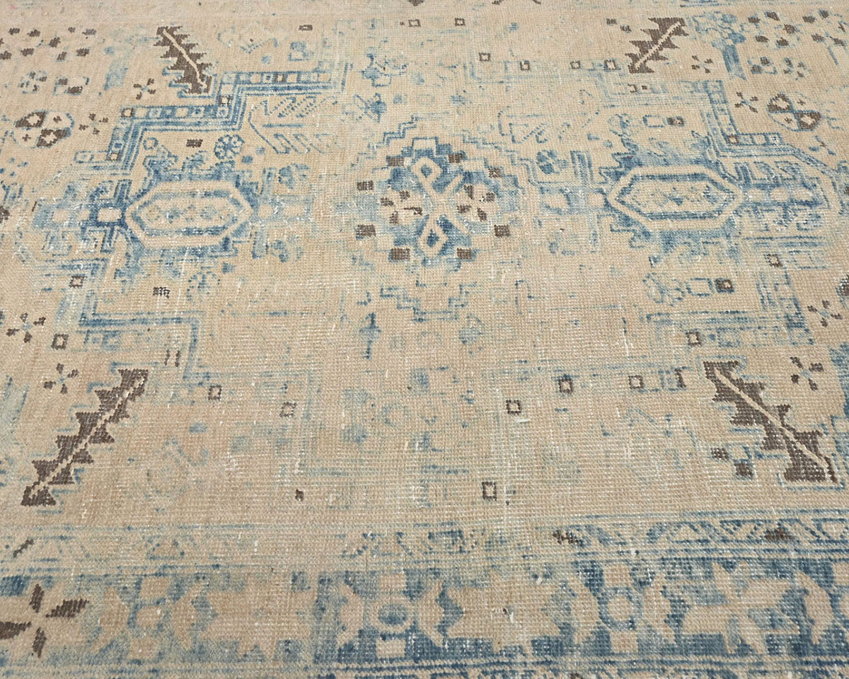 11 Ft Vintage Brown Persian Style Distressed Low Pile Wool Runner Rug