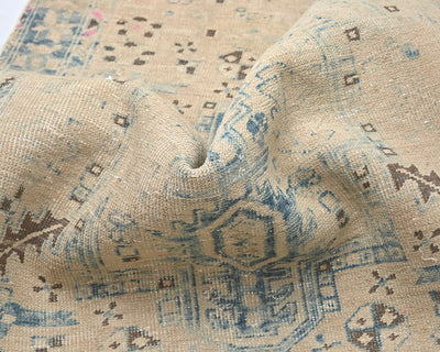 11 Ft Vintage Brown Persian Style Distressed Low Pile Wool Runner Rug